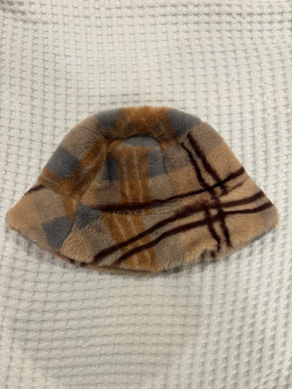 Anthropologie Plaid Faux-Fur Bucket Hat - Picture 4 of 6